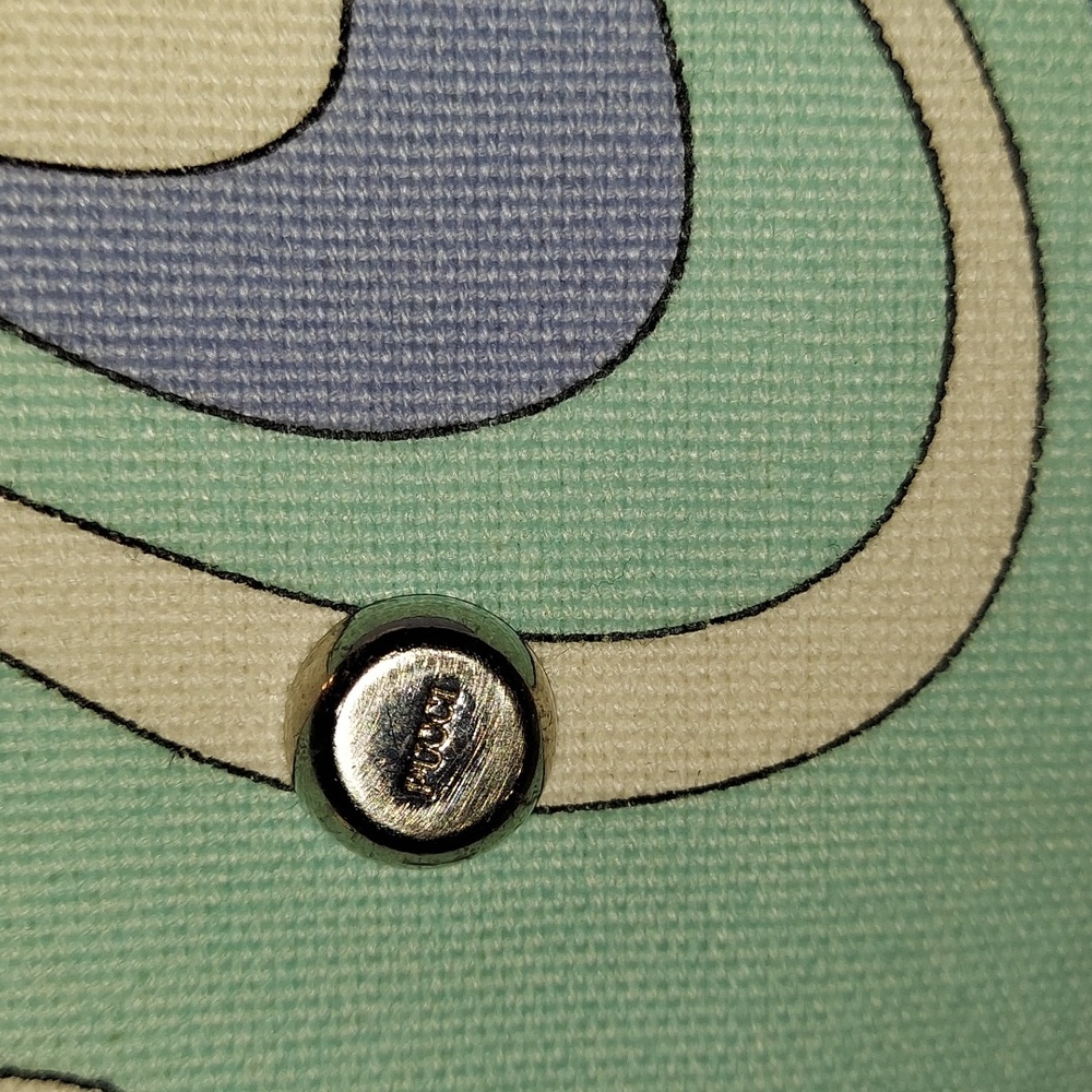 EMILIO PUCCI-Vintage authentic Pucci print Blue,Turquoise Canvas & Leather bag - Picture 3 of 15